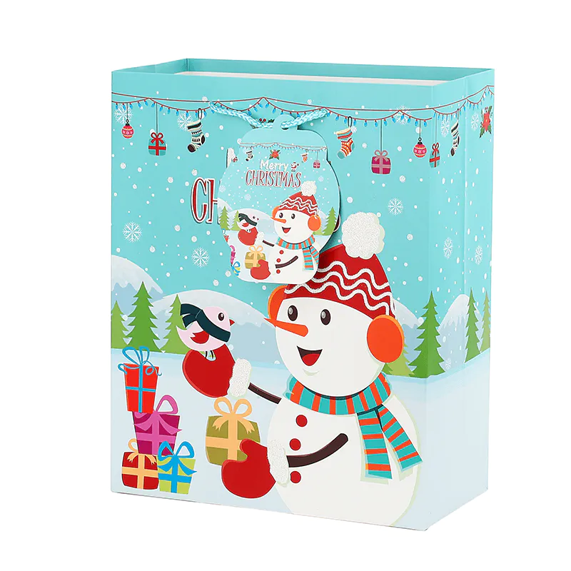 Hot Selling Glittering Finishing Christmas Gift Paper Bag With Handle For Kids