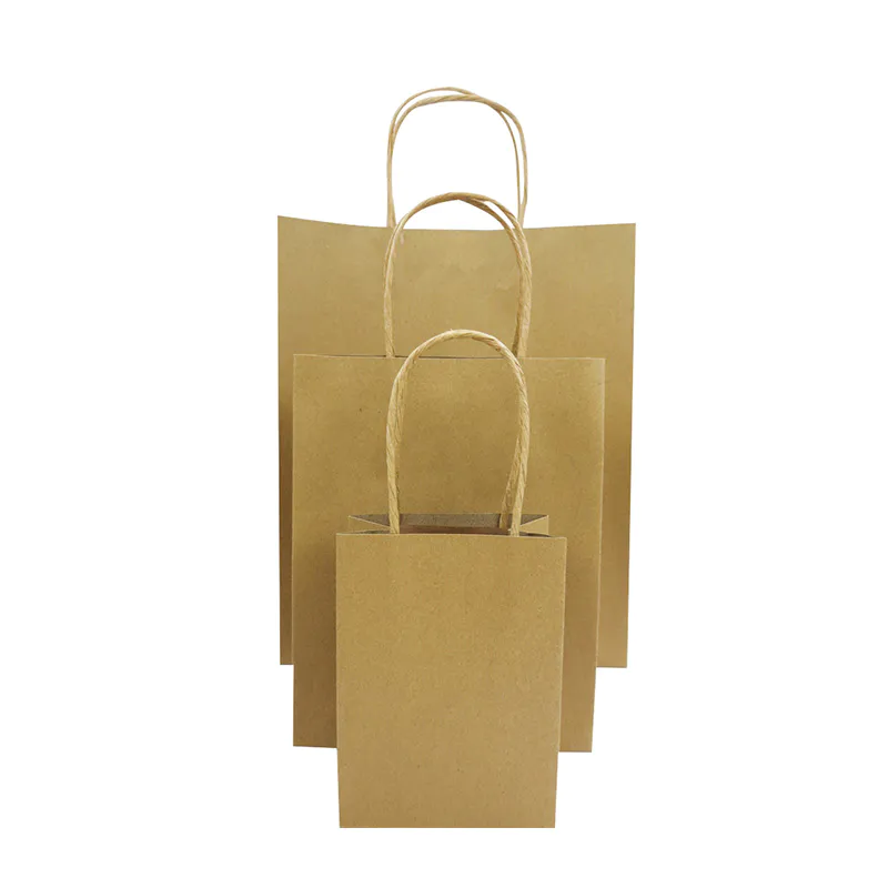 VENTE CHAUDE logo Personnalisé Logo de Haute Qualité Kraft Brown Shopping Cadeau en Papier Cadeau Avec Poignée