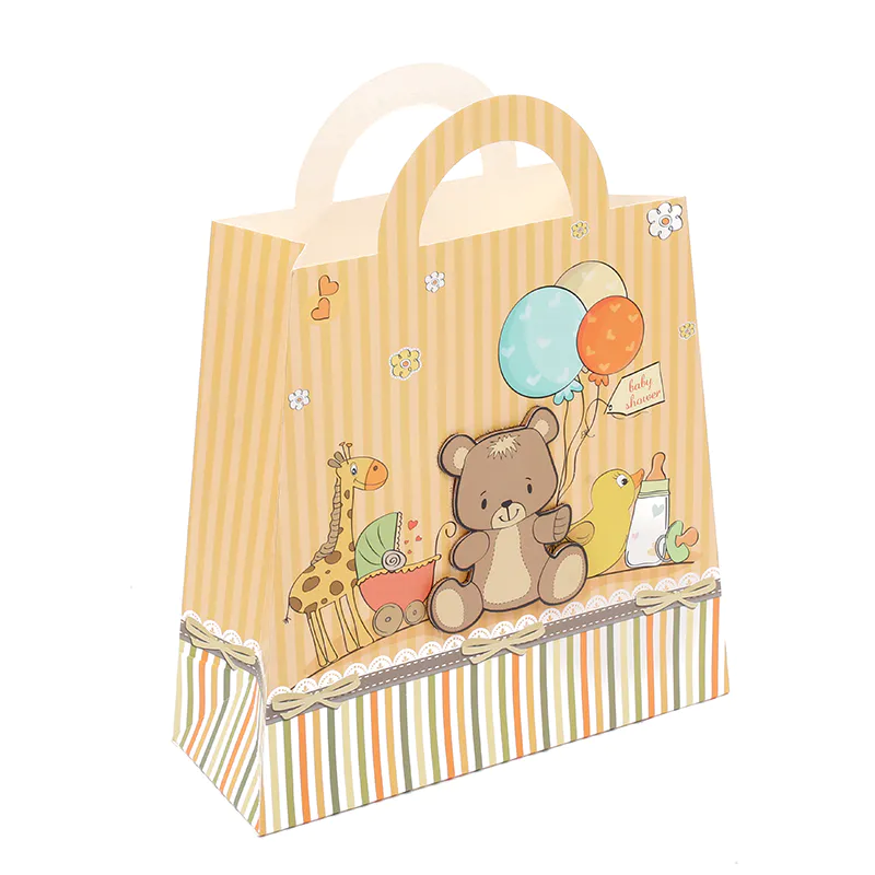 Hot Selling Handmade 3D Cartoon Bear Ivory Paper Shopping Gfit Bags For Kids
