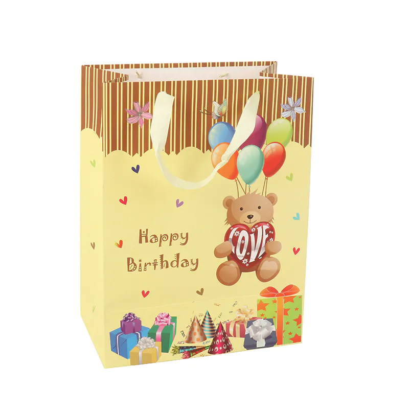 High Quality Custom Eco-Friendly 3D Cartoon Bear Birthday Gift Paper Bag With Handle