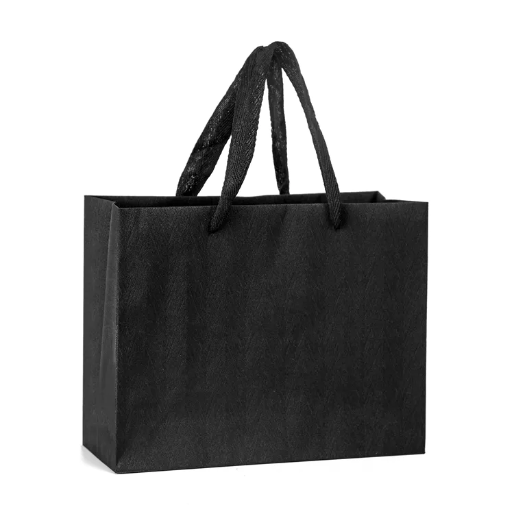 BSCI audit reusable black cloth gift paper shopping bag