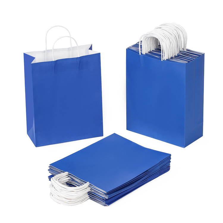 BSCI audit wholesale price 120g kraft white blue color paper bag