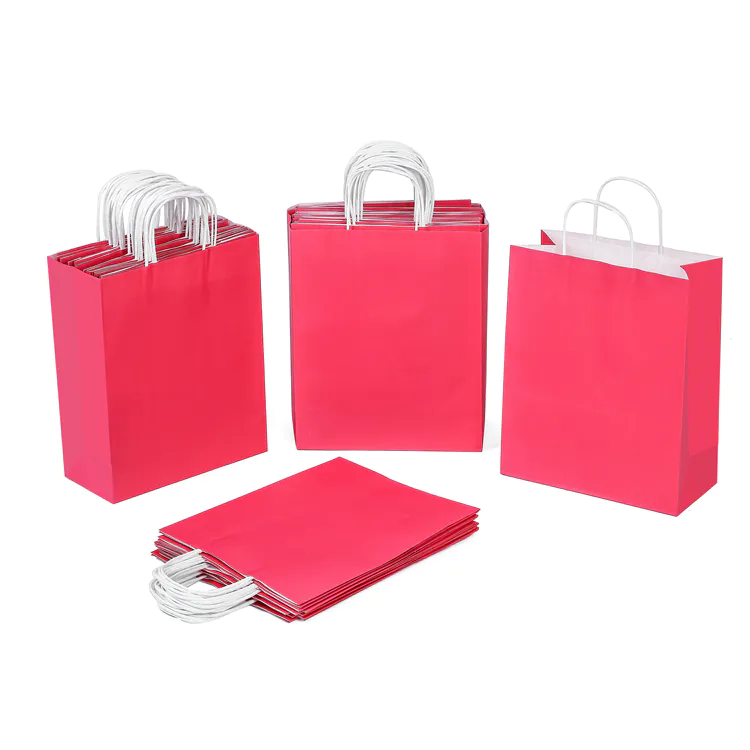 Customized plain brown gift bags supplier for shopping in supermarkets