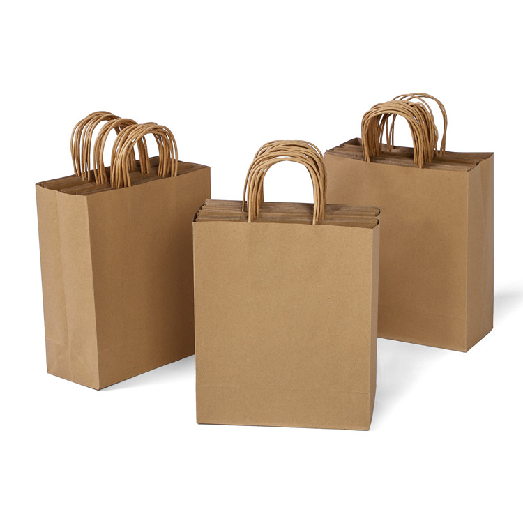 Eco-friendly Brown Paper Bags With Cowhide Rope Handle Wholesale
