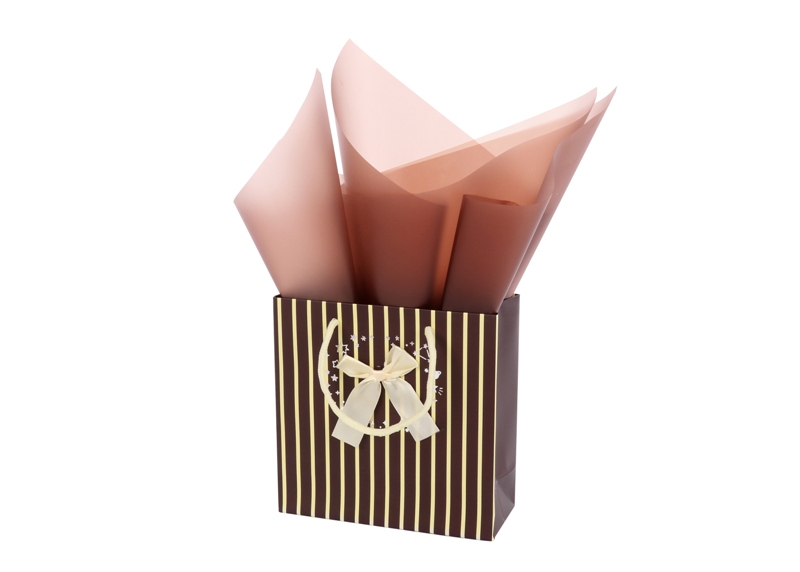 Hot Selling High Quality Ivory Paper Stripes Design Gift Paper Bag With Bowtie