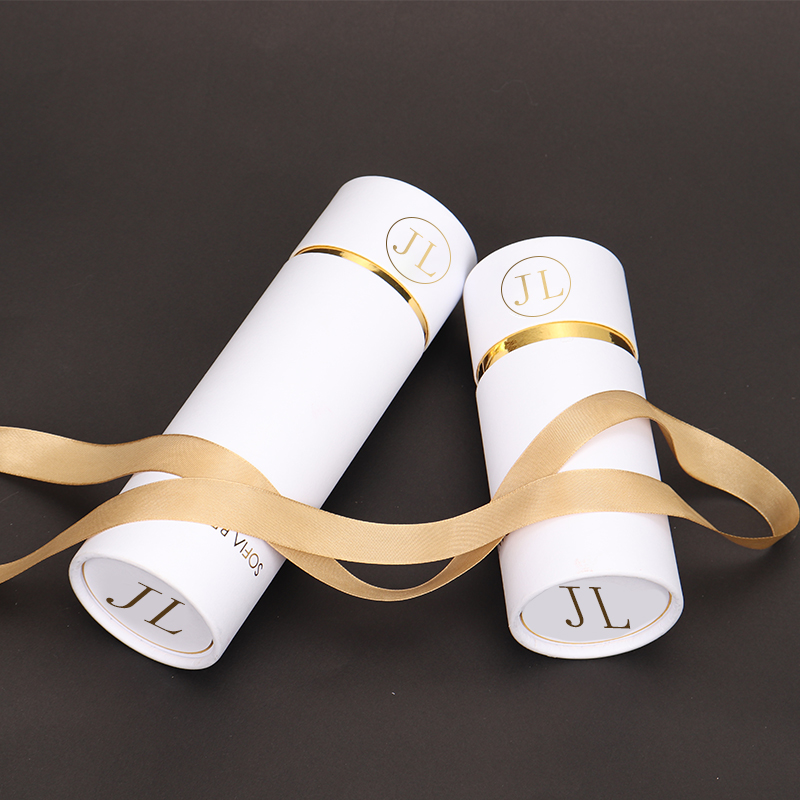 White Paper Tube Packaging Boxes Customized With Hot Stamping