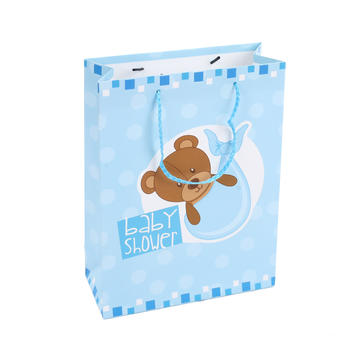 2020 Hot Selling Custom Cartoon Bear Ivory Paper Gift Bag With Handle For Kids&Children