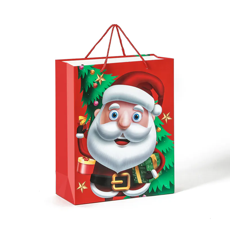 Hot Selling High Quality 3D Cartoon Custom Christmas Gift Paper Bag With Handle