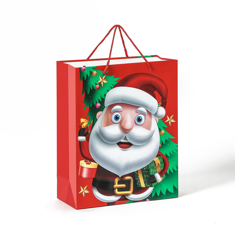 3D Cartoon Custom Christmas Gift Paper Bag With Handle