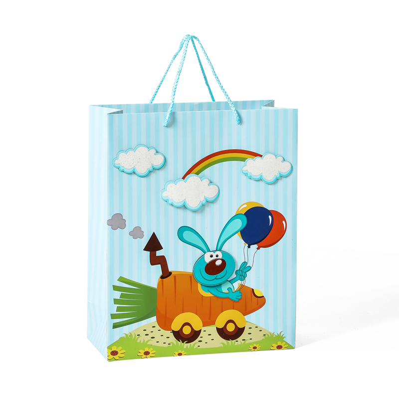 Hot Selling High Quality 3D Cute Cartoon Animals Gift Paper Bag For Kids With Handle