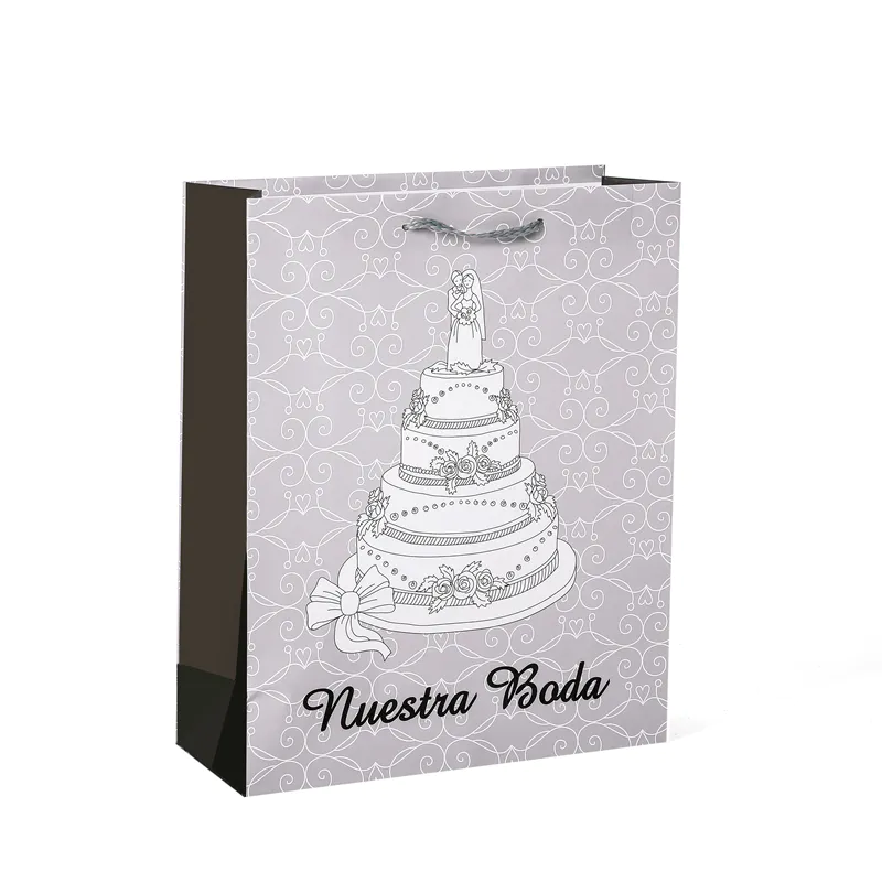 Top Quality Custom Romantic Wedding Matt Lamination Gift Paper Bag With Handle