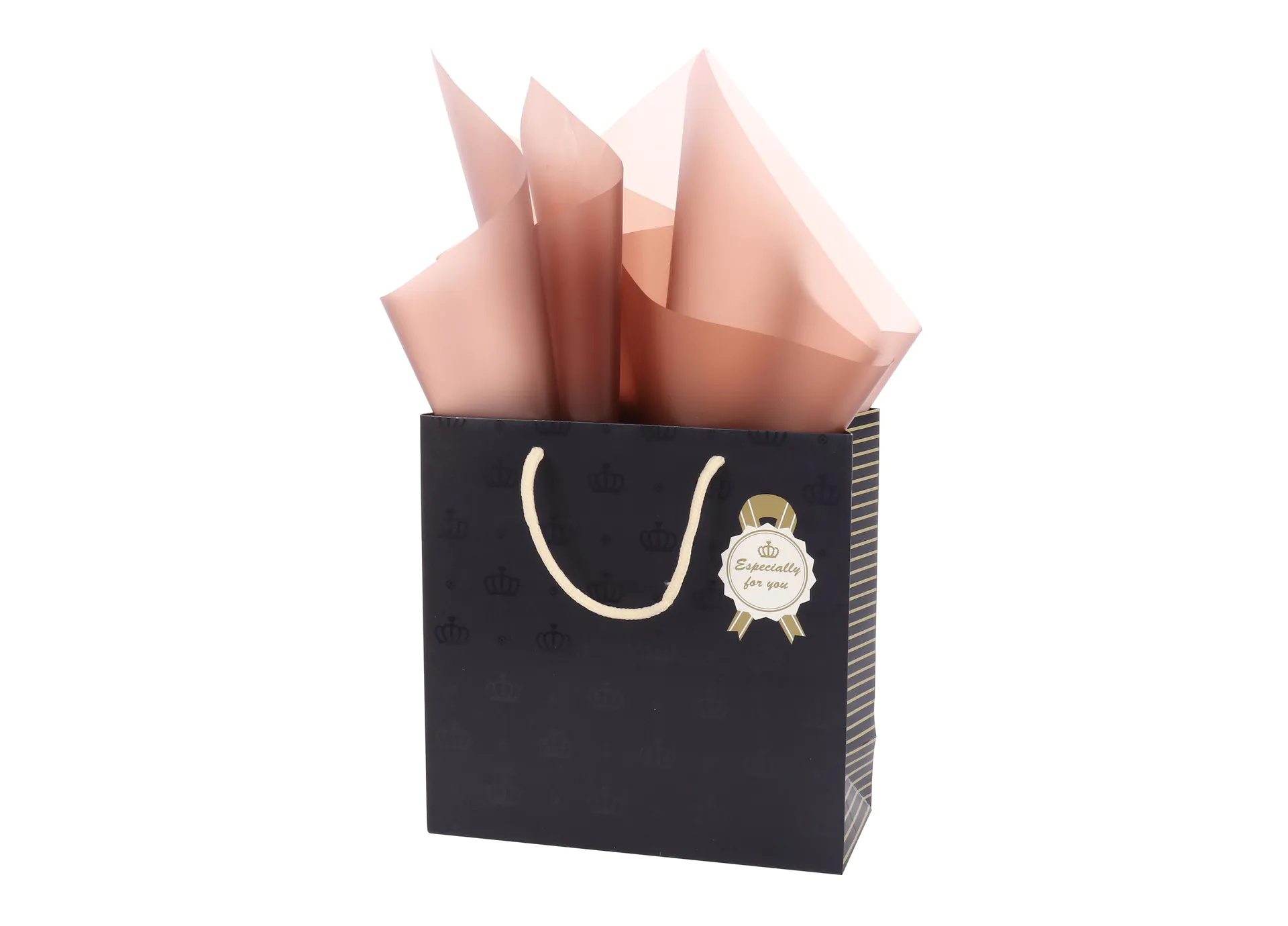 Wholesale Custom Daily Fancy Crown Design UV Finishing Gift Shopping Paper Bag With Handle