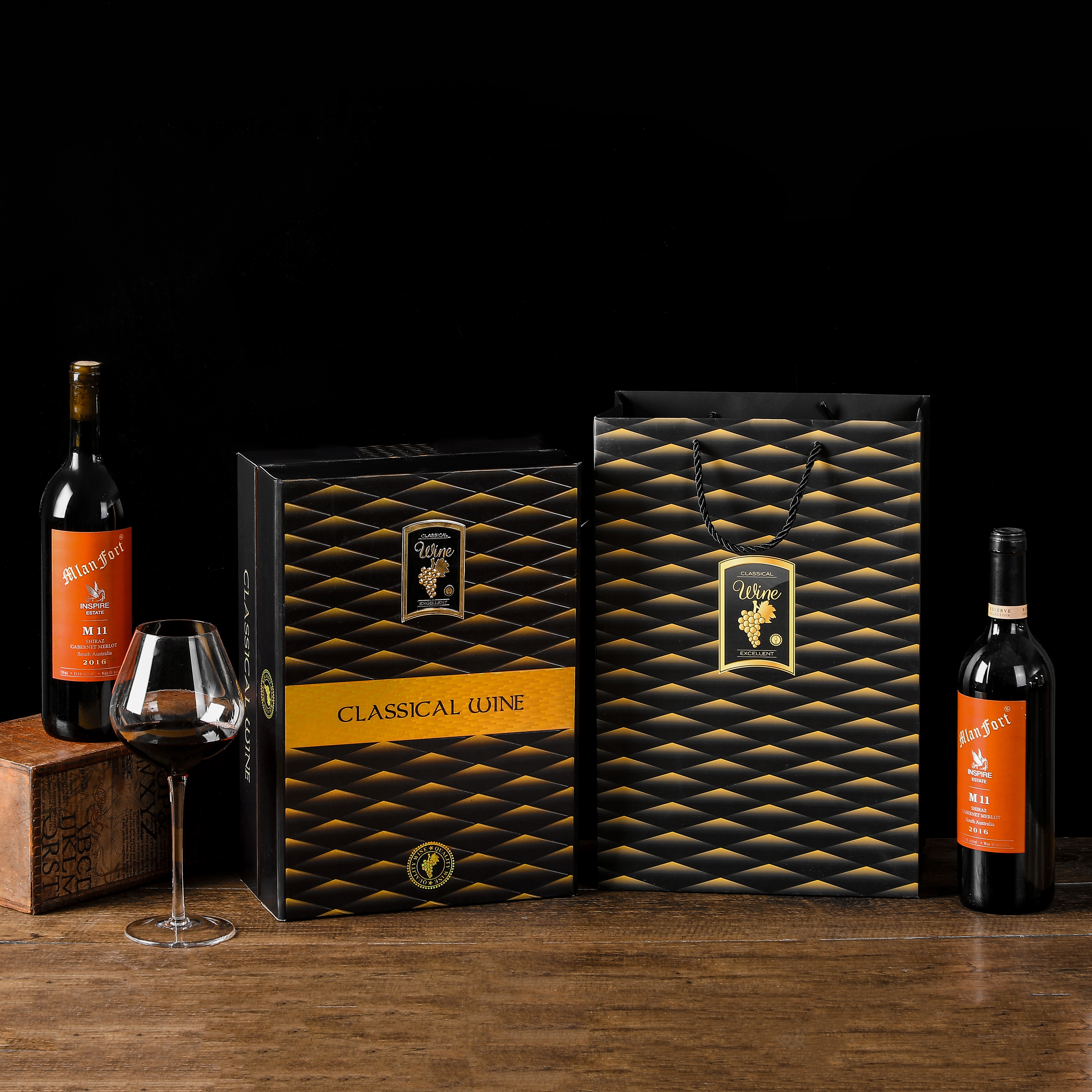 Customized Red Wine Packaging Gift Box Single Double Wine Gift Box Laser...