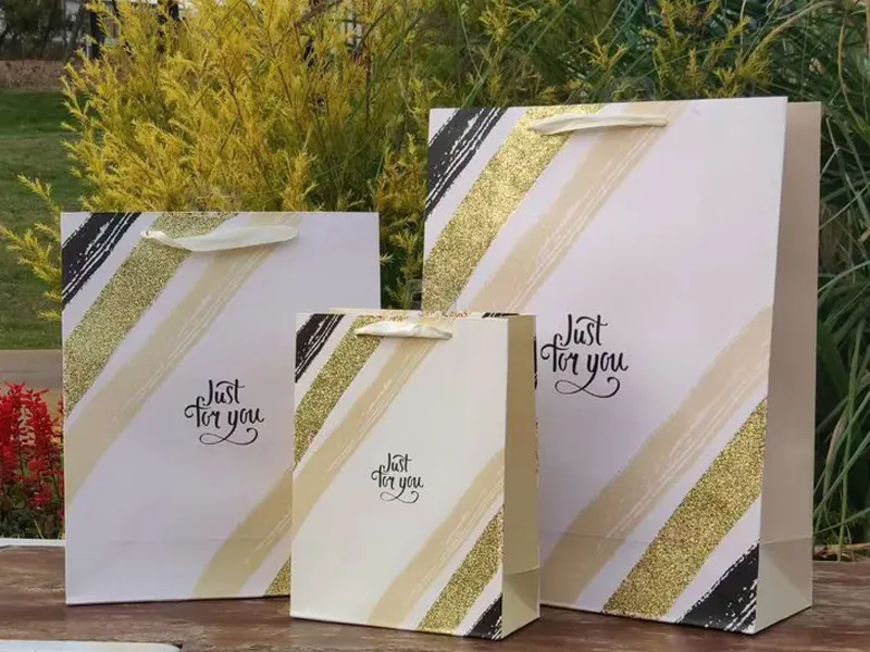 glittering & 3D ivory daily gift paper bag