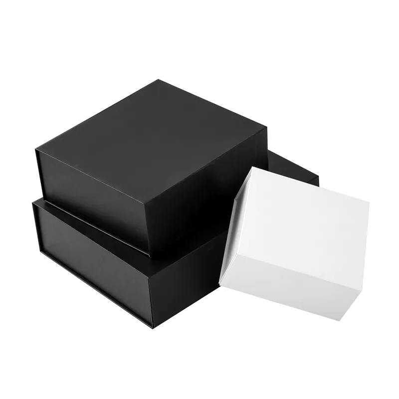 Cheap Cardboard Box Custom Flat Paper Black Rigid Gift Folding Magnetic Box