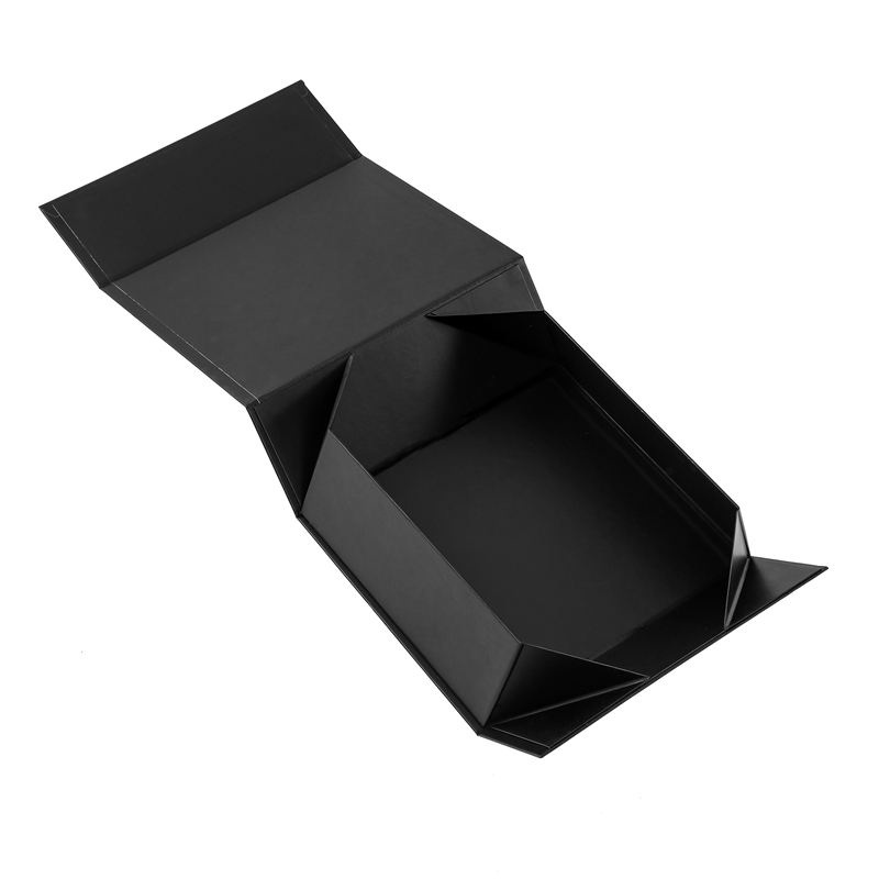 Cheap Cardboard Box Custom Flat Paper Black Rigid Gift Folding Magnetic Box
