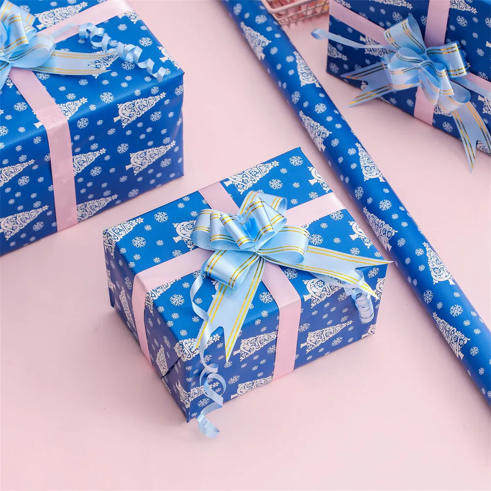 Wholesale Hot Selling Top Quality Blue Snow Christmas Design Wrapping Paper