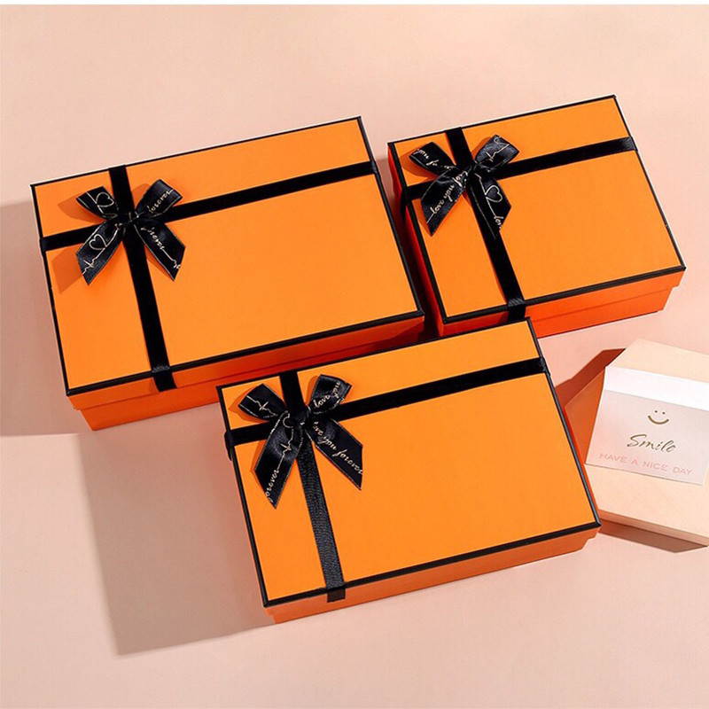 Exquisite Orange Gift Box Custom Gift Box High-grade Bow Gift Box Custom...