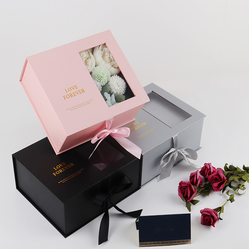 High quality luxury cardboard gift box custom with ribbon