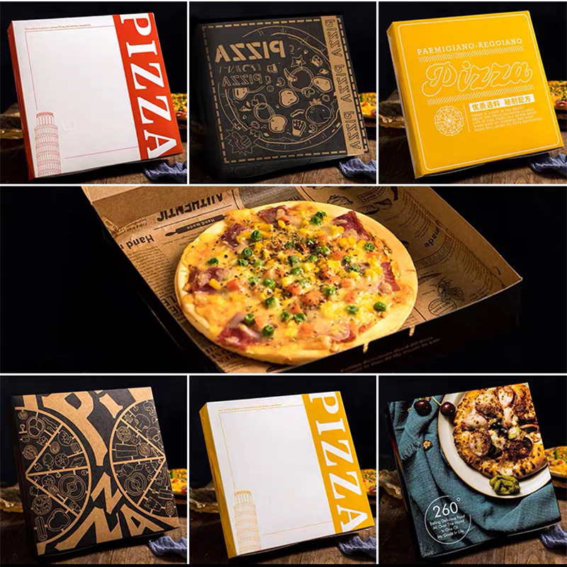 All'ingrosso logo personalizzato stampato cartone economico takeaway box imballaggio pizza
