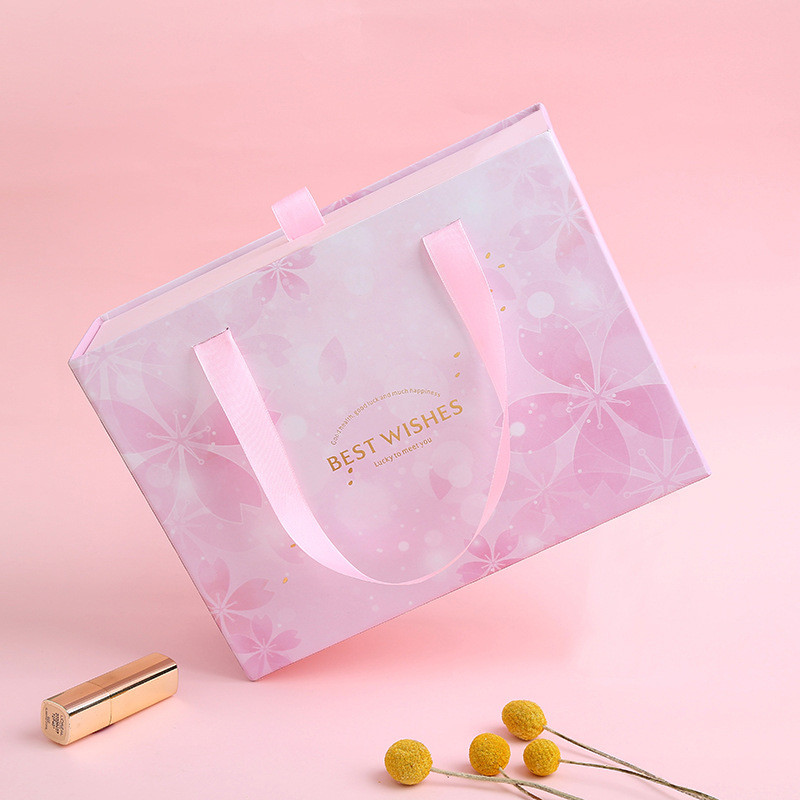Custom Pink cherry blossom gift box drawer type packing box