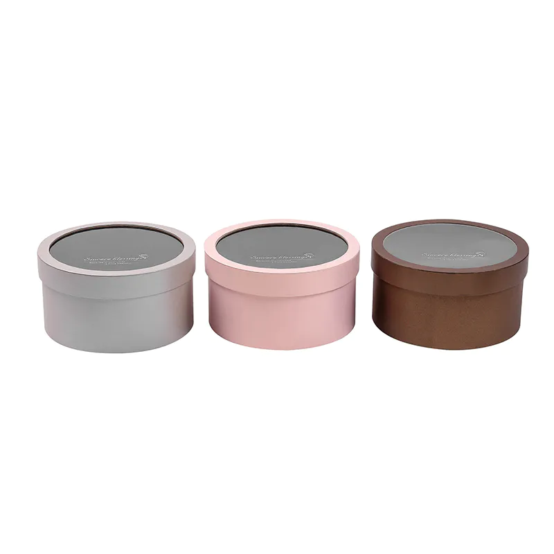Custom wholesale PVC Window-opening Round Boxes for Flower & fruit packaging Box