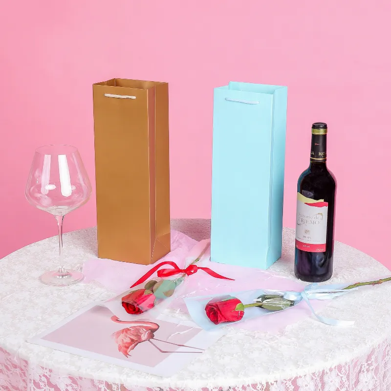 Hot sale colorful wine paper bag convenient to carry for gift