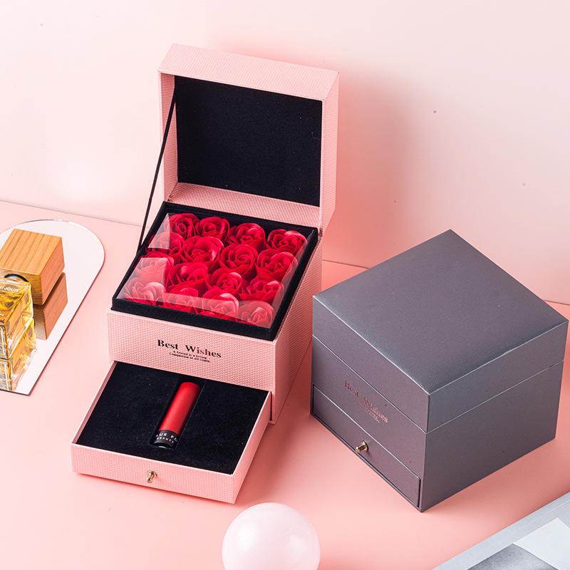 Boîte de Cadeau de Fleur de Fleur de Savon Rose Pour La Vente de Rouge à Lèvres Pour la Veille d'anniversaire Jour de la Saint-Valentin