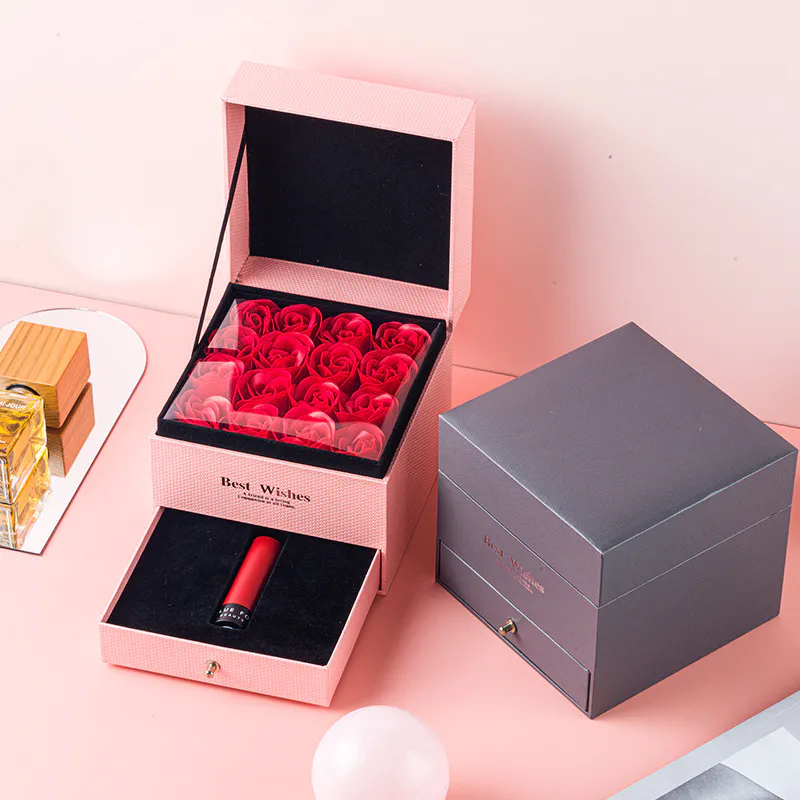 Square creative lipstick box soap rose tanabata necklace ring gift box Valentines Day Mother's Day Gifts box