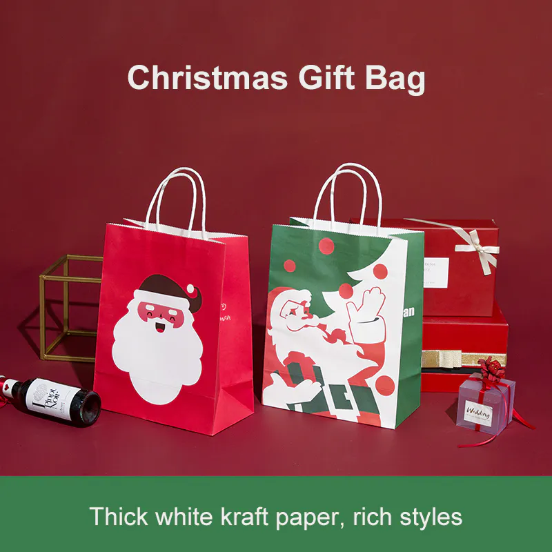 Christmas paper bag Candy gift packaging bag shopping Handheld paper bag