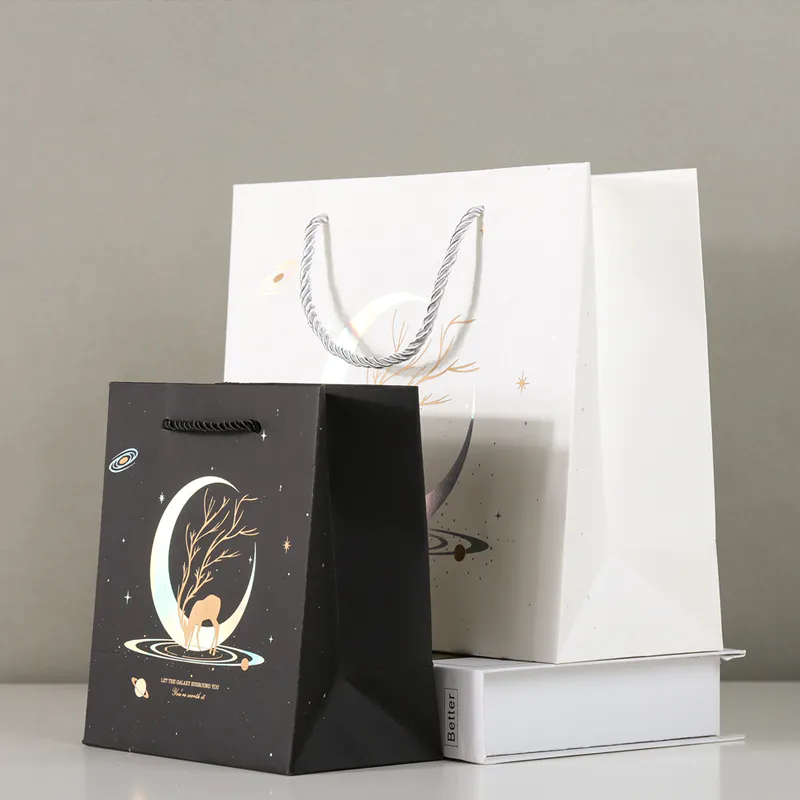 Customized Exquisite Daily Paper Gift Bags With High-qualtity Rope Handle