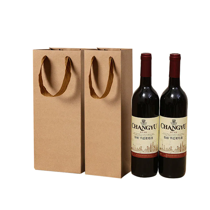 Custom Printed Kraft Wine Paper Bags Manufacture with handle