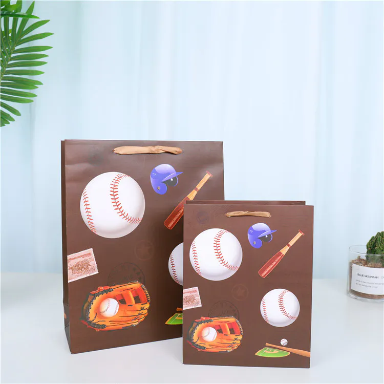 Eco-friendly Wholesale Recyclable Ivory Paper Football Series Gift Bag