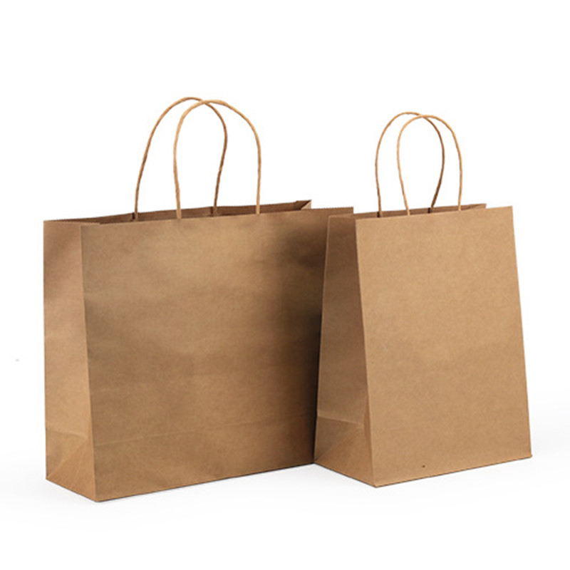 100% Recycled Sturdy Kraft Shopping paper Bags with twisted  handles