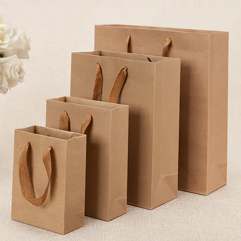 Brown kraft luxury paper gift bag, for clothing packaging