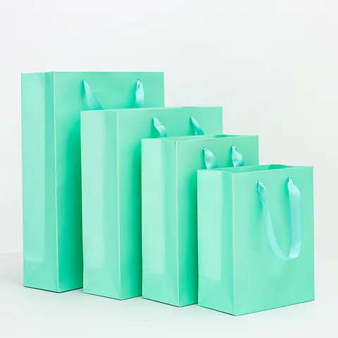 Turquoise color luxury paper gift bag, for baby boy, for Children