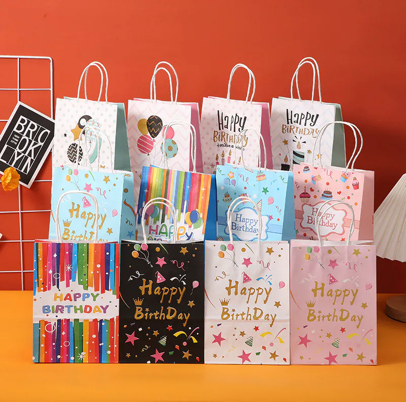 Cartoon Kraft Paper Gift Bag For Kids Birthday Spot Wholesale