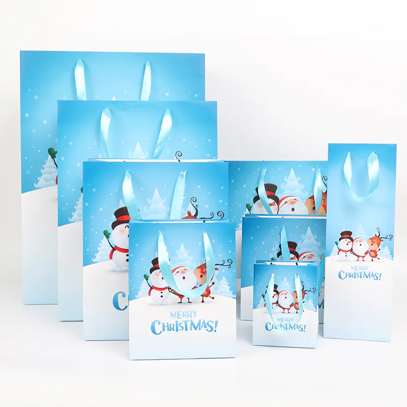 8 Different Sizes Of Blue Christmas Gift Bags Online Wholesale/Jialan Package