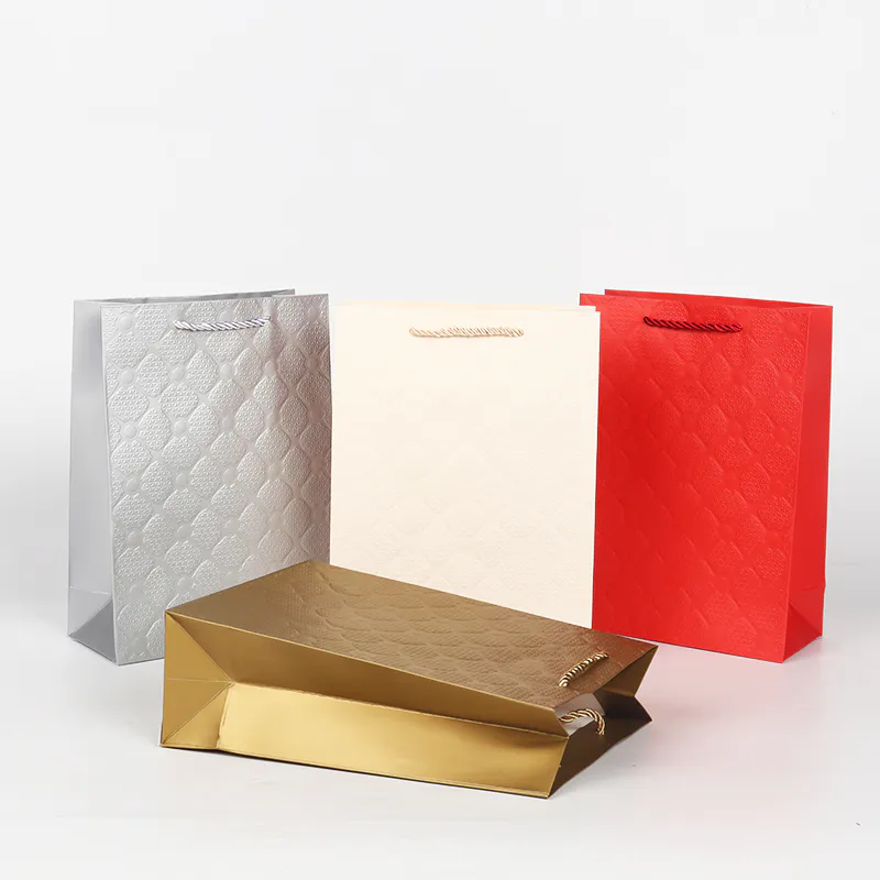 210g Ivory Paper Shopping Bag With Embossed Printing Online Wholesale