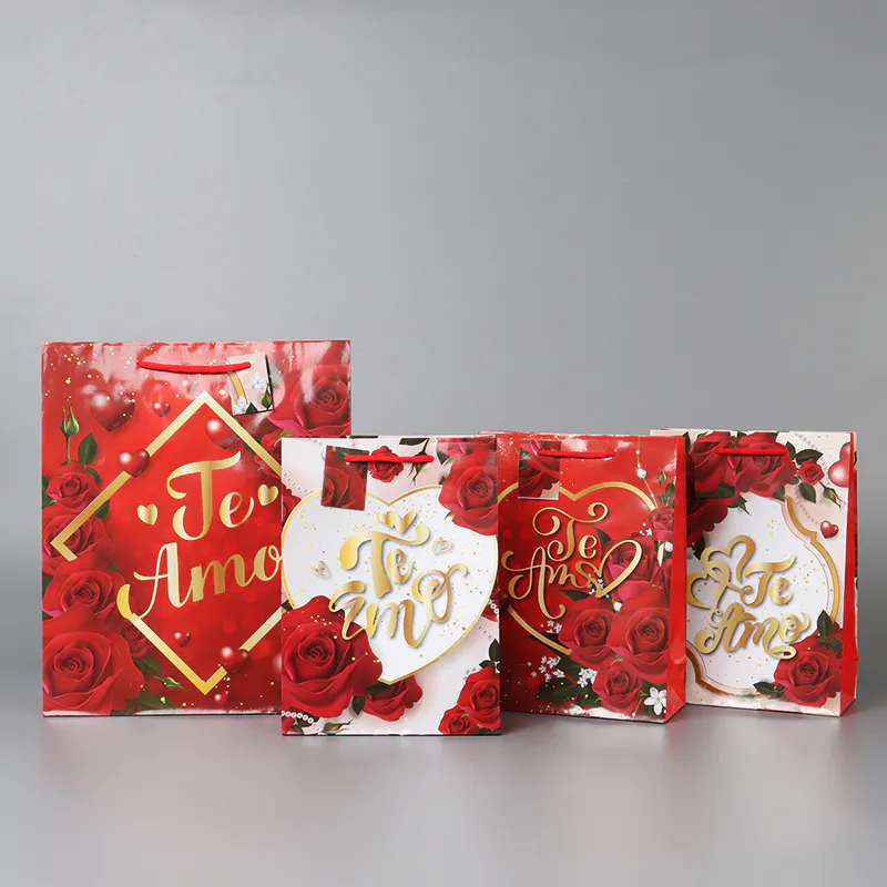 Jialan Package Spot Daily Rose Color Printed Paper Gift Bags Online Wholesale