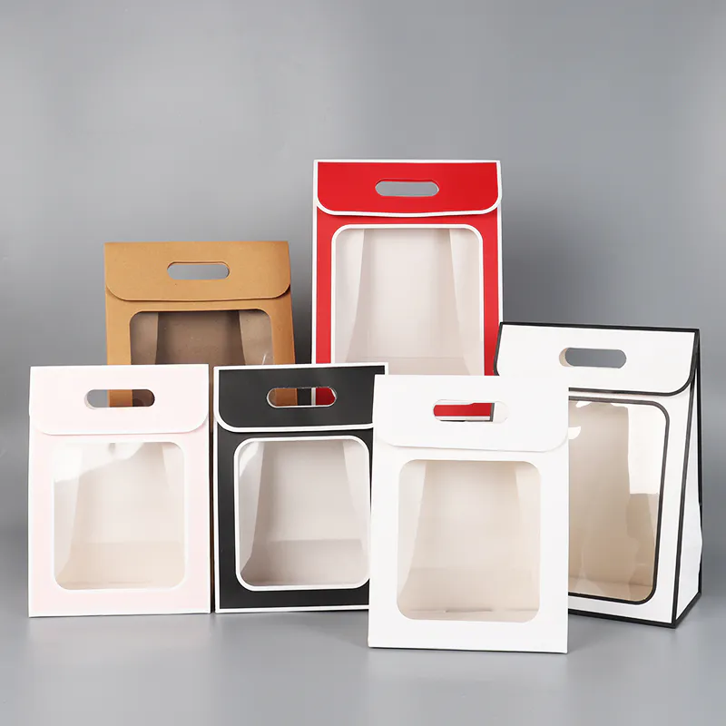 Flip Top Velcro Portable Paper Bag With PVC Transparent Window Online Wholesale