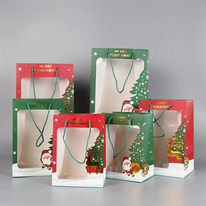 2024 New Creative Window Christmas Gift Paper Bags in Stock Wholesale