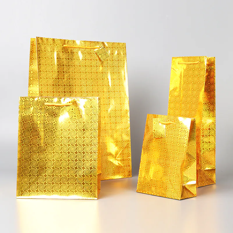High Quality Holographic Gift Bags With Gold Printing Spot Wholesale