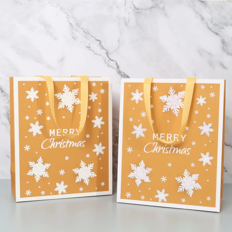New design Christmas snow flake gift bags custom with Glittering