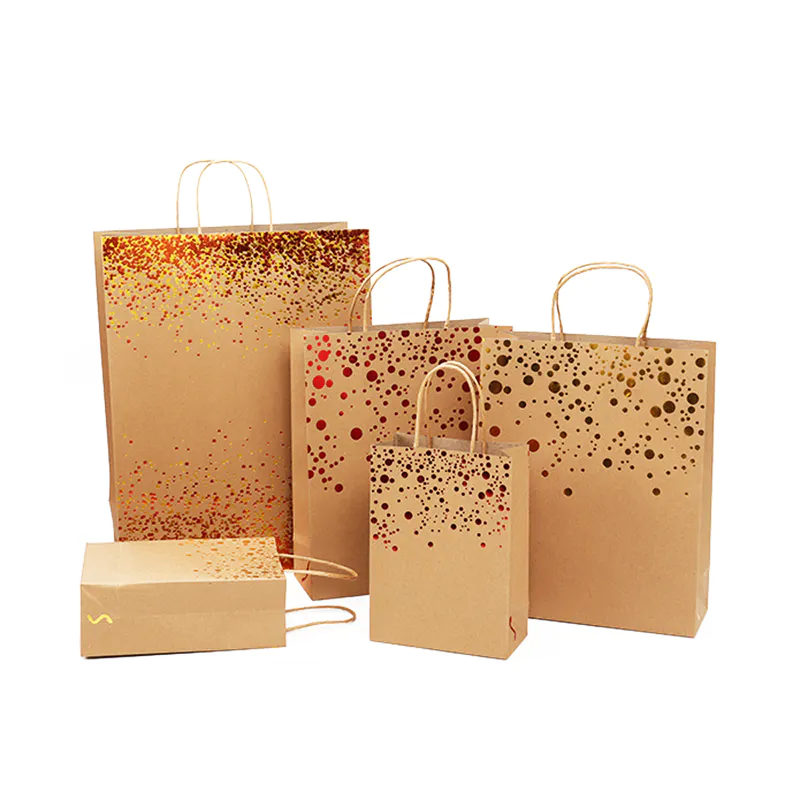 Wholesale custom high quality Kraft shopping bag with hot stamping