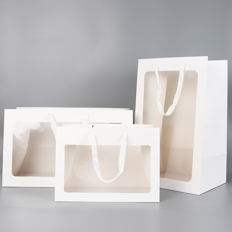 Paper Packaging Manufacturer Wholesale White Gift Bags Wth window