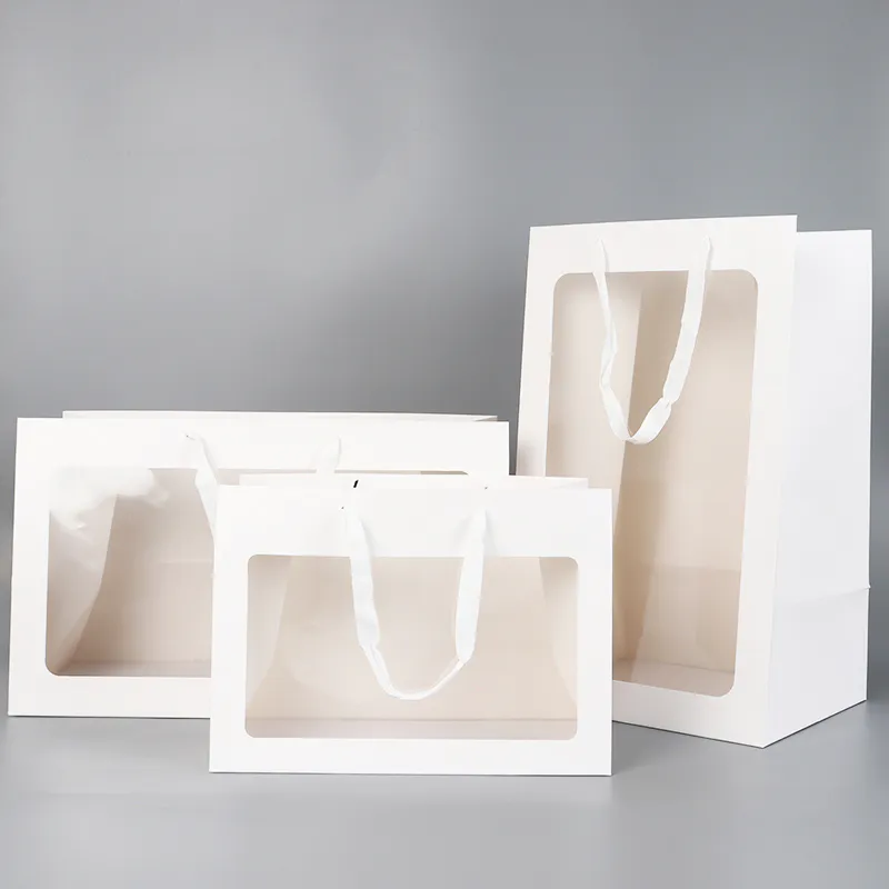 Paper Packaging Manufacturer Wholesale White Gift Bags Wth window