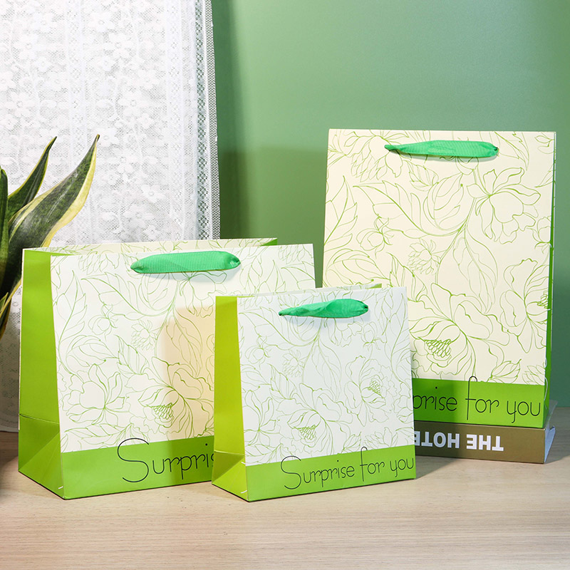 Hot Selling Green Paper Daily Gift Bags for Gift Package